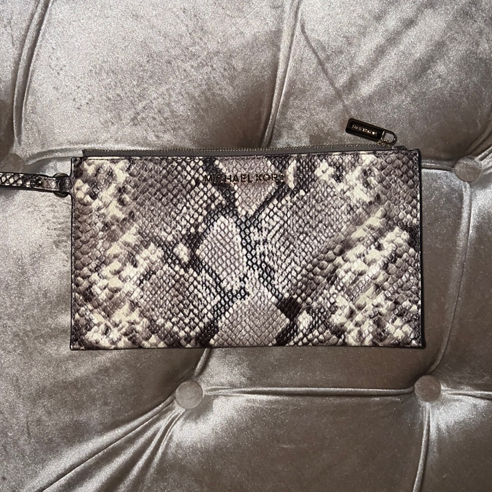 Michael Kors snake skin print wristlet